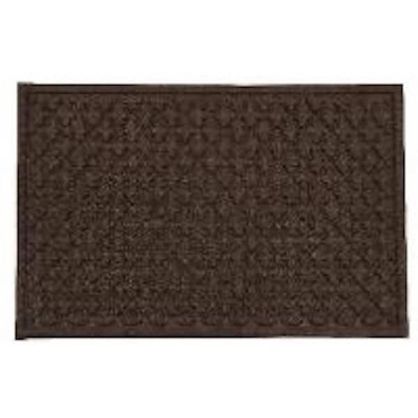Doormat Walnut Brown Raised Quatrefoil Pattern Geometric