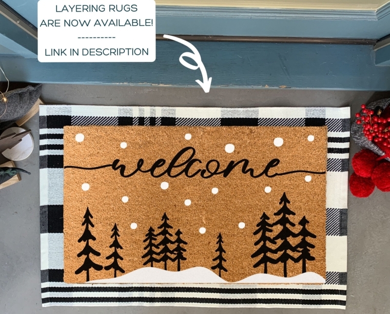 Doormat Winter Landscape Graphic Layered Look Buffalo Check