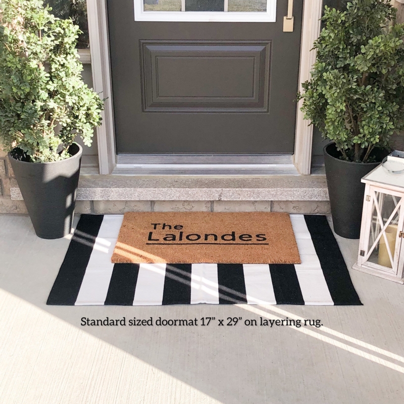 Doormat Woven Texture Entryway Rug Set Black White Tan Colors