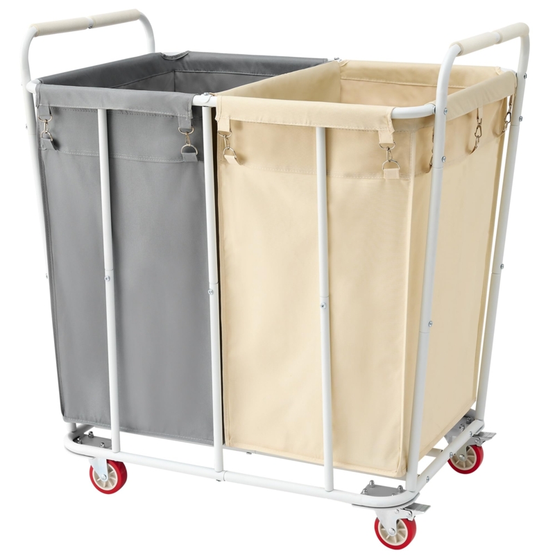 Dual Compartment Sorter White Frame Red Wheels Utilitarian