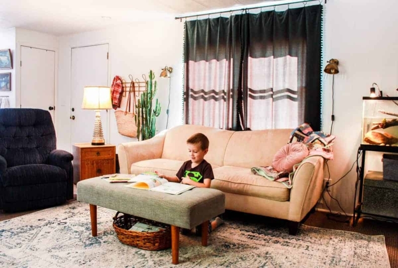Eclectic Living Room Styling around a Curved Back Sofa