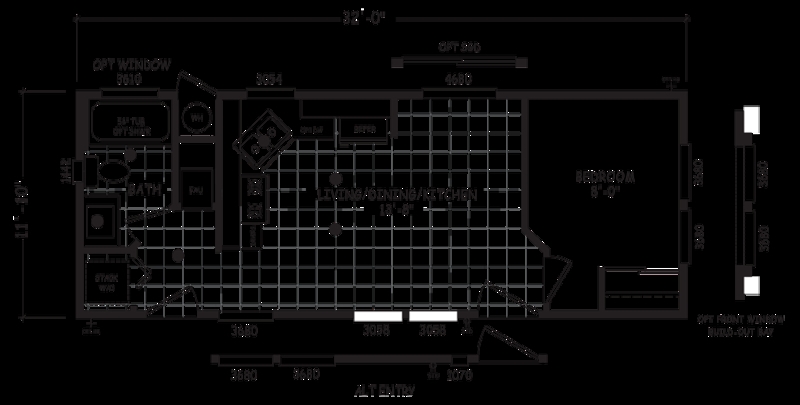 Efficient Mobile Home Floor Plan with Bay Window Option