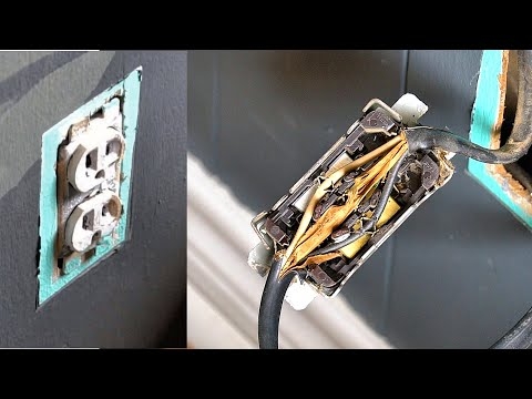 Electrical Outlet showing Weathered Finish and Internal Wiring View