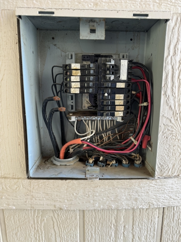 Electrical Panel in Recessed Metal Enclosure, Circuit Breaker Box