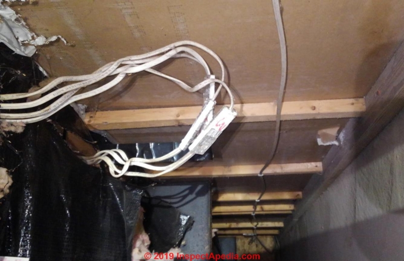 Electrical Wiring with Plastic Crossover Connectors in Exposed Crawl Space