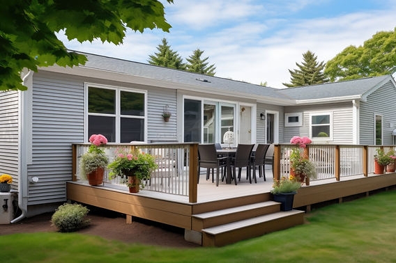 Elevated Deck with White Railing Contrast and Wide Steps