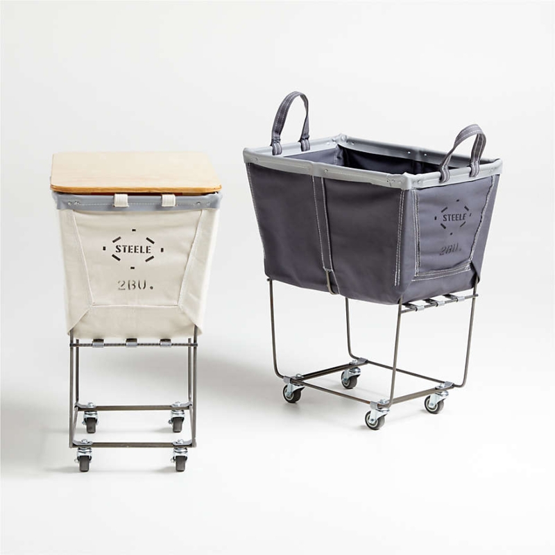 Elevated Laundry Hampers, Matte Metal Frame, Heavy-Duty Canvas Bags