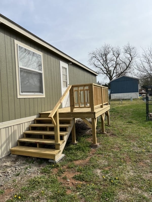 Elevated Porch Stairs with Landing Platform and Open Risers