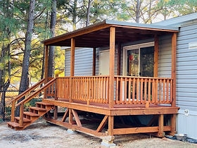 Elevated Wood Porch with Shed Roof and Stairs