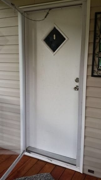 Entry Door Diamond Window Silver Hardware Traditional Front Door