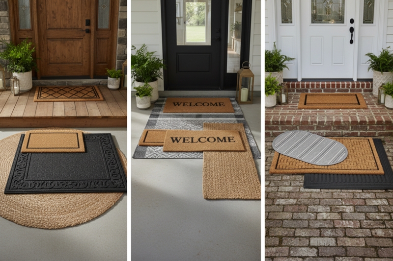 Entryway Doormat Collage and Porch Rug Layering Guide