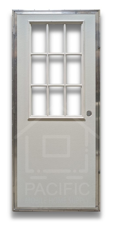 Exterior Door Nine-Lite Window Textured Finish Silver Frame