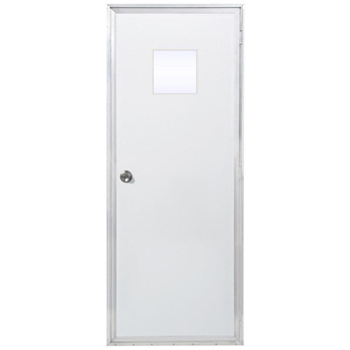 Exterior Door with Square Window and Outswing Design