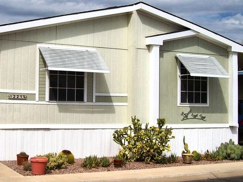 Exterior Slatted Window Awnings for Mobile Home
