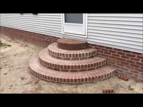 Exterior Stairs Semi-Circular Brick Tiered Curved Entryway Steps