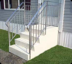 Exterior Steps with Enclosed Back, Prefabricated Fiberglass Construction.