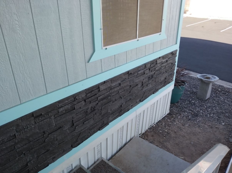 Faux Stone Siding Panel with Stacked Stone Texture in Charcoal Gray