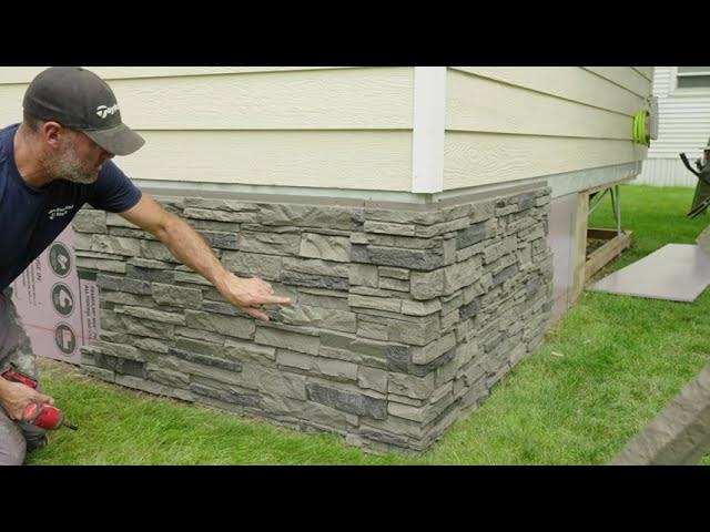 Faux Stone Skirting with Interlocking Corners and Fieldstone Texture