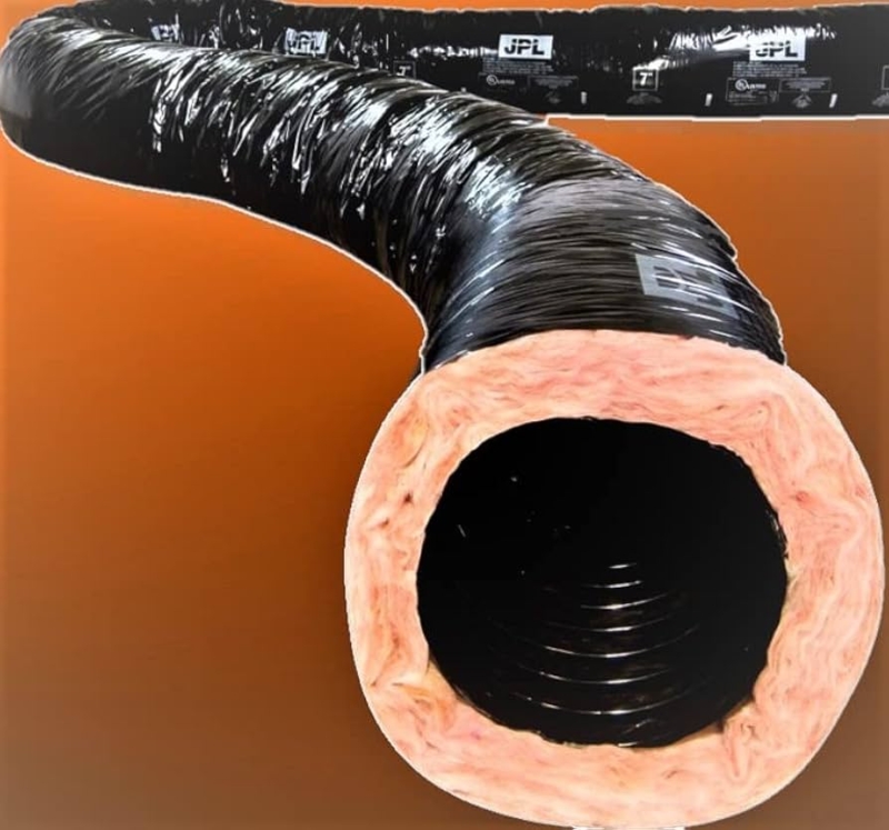 Flexible Duct with Glossy Finish and Corrugated Inner Core Cutaway