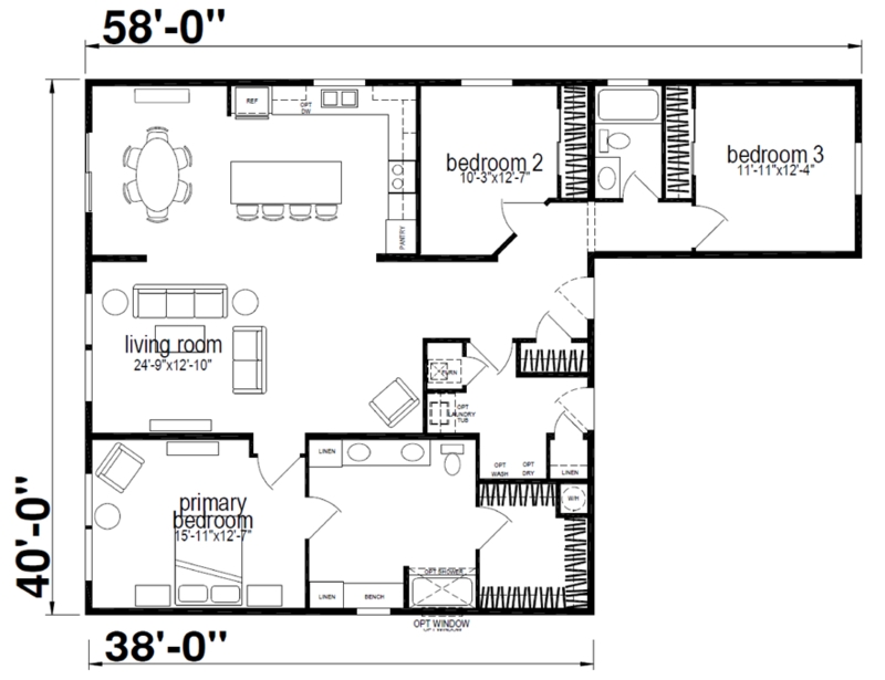 Floor Plan: 1786 Square Foot House Plan, Architectural Schematic