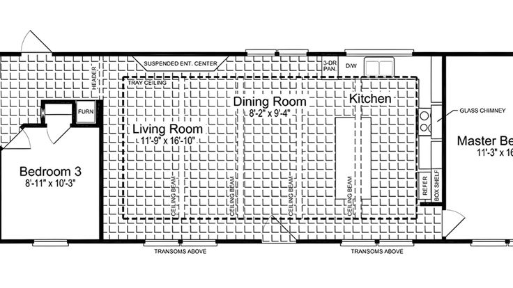 Floor Plan: 18x80 Mobile Home featuring a Tray Ceiling Detail