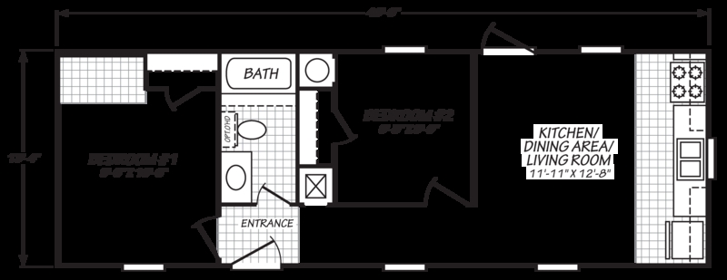 Floor Plan Compact Single Wide Footprint with Two Bedroom Layout