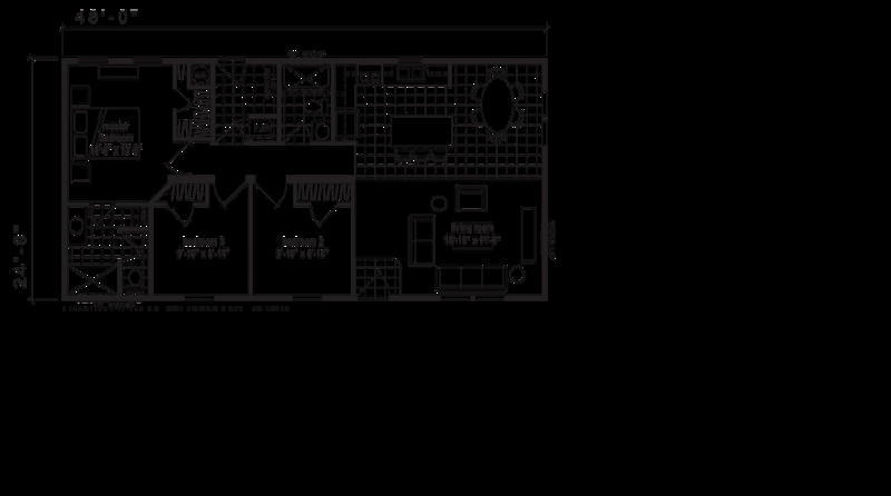 Floor Plan: Efficient 48 Foot Home Floorplan, Central Living Zone