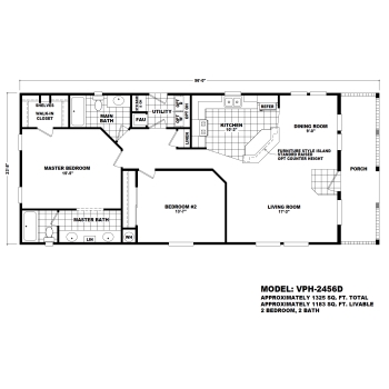 Floor Plan: Manufactured Home Layout with Large Integrated Porch