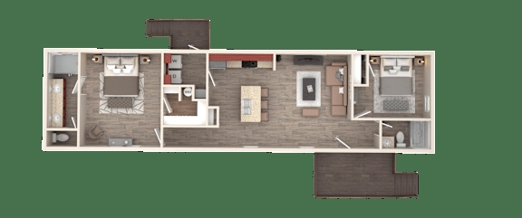 Floor Plan Render: Modern Mobile Home with Double Entry Deck