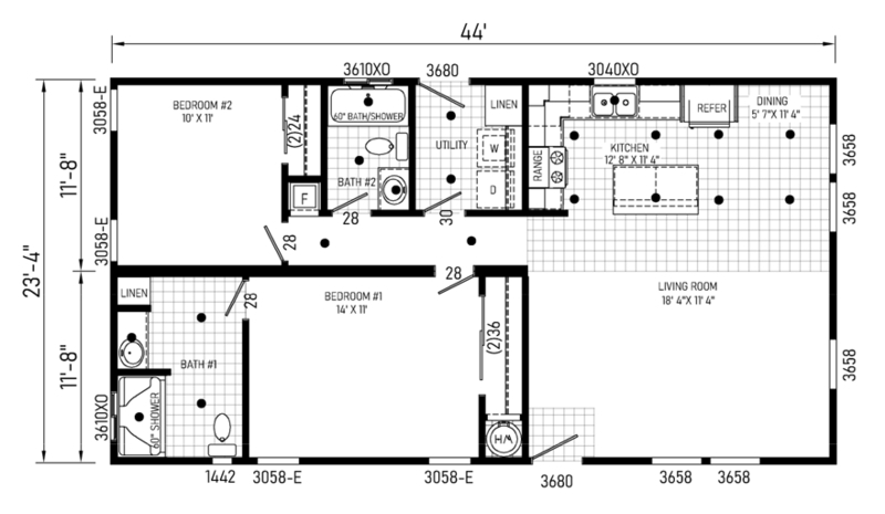 Floor Plan: Small House Plan with Utility Room and Laundry Hookups