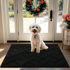 Front Door Rug Raised Pattern Absorbent Stain Resistant Mudroom