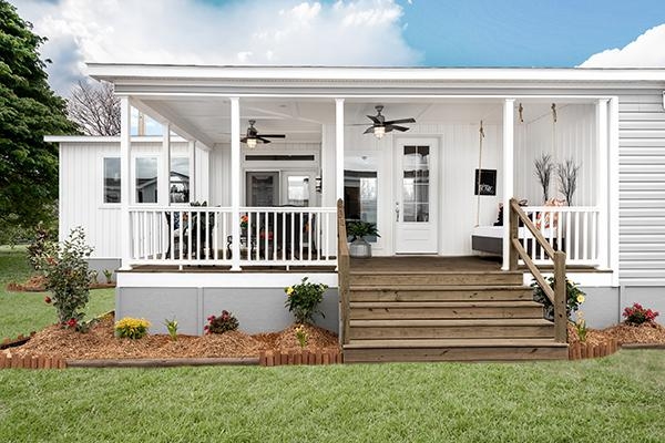 Full Width Front Porch with Ceiling Fans & Daybed Swing