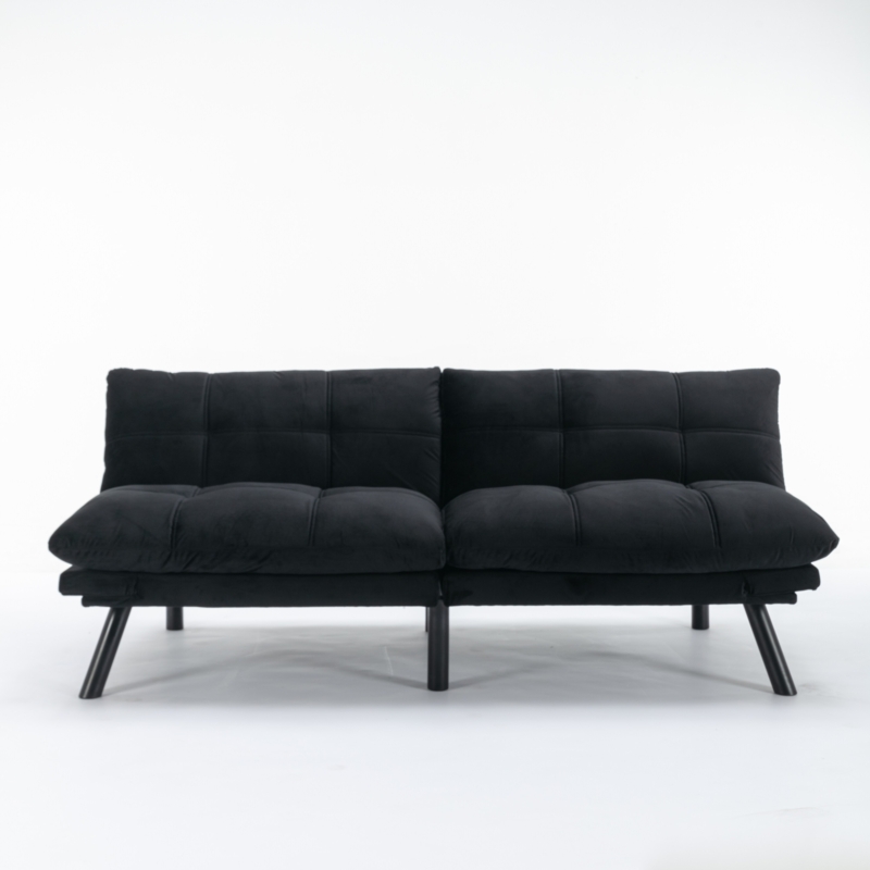 Futon Grid Tufting Split Back Convertible Design Tapered Legs Studio