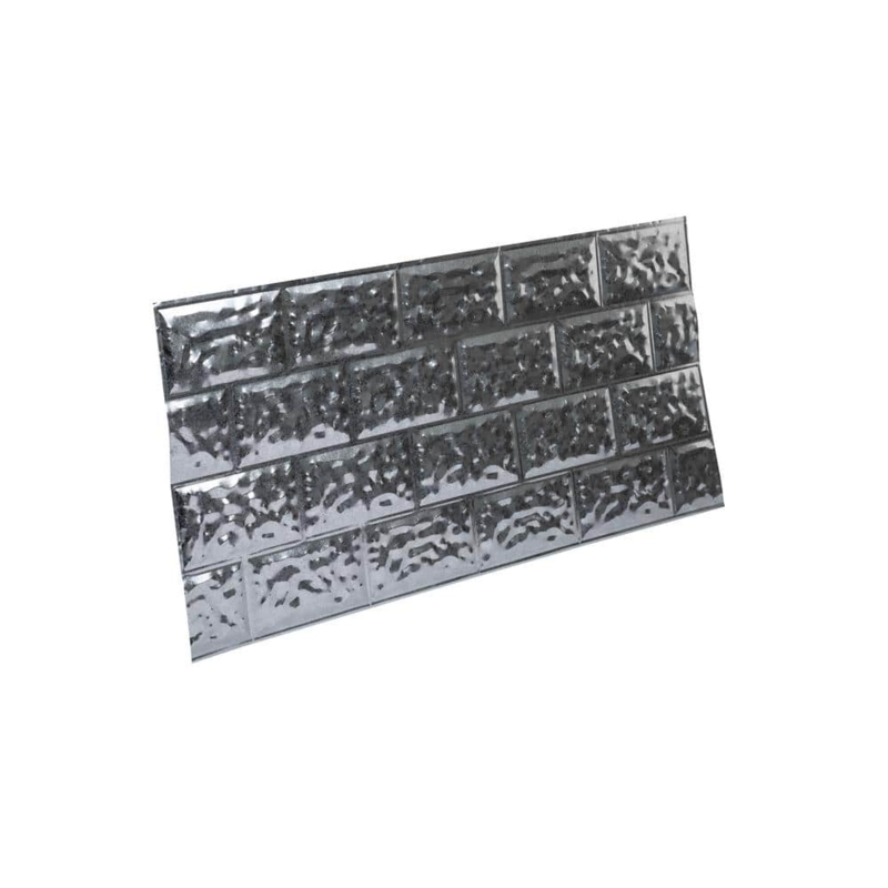 Galvanized Metal Skirting Panel: Industrial Rockface Texture.