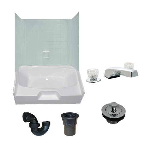 Garden Tub Mobile Home Kit with Tile Look Surround