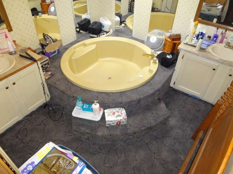 Garden Tub Round Sunken Basin with Carpeted Platform