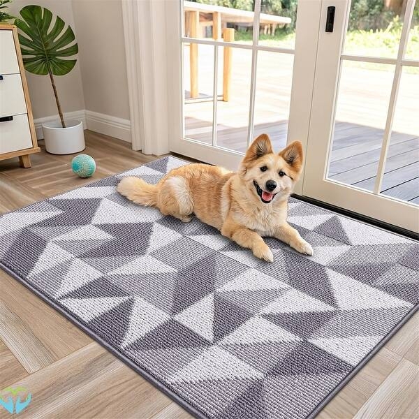 Geometric Triangle Pattern Door Mat, Low Profile