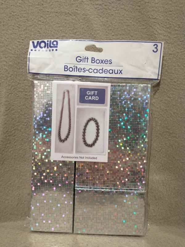 Gift Box Set Holographic Silver Dot Pattern Three-Piece Jewelry Packaging