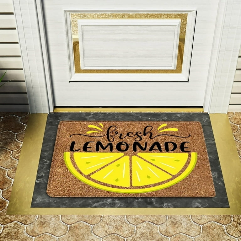 Graphic Doormat with "Fresh Lemonade" Text, Summer Themed Layered Look