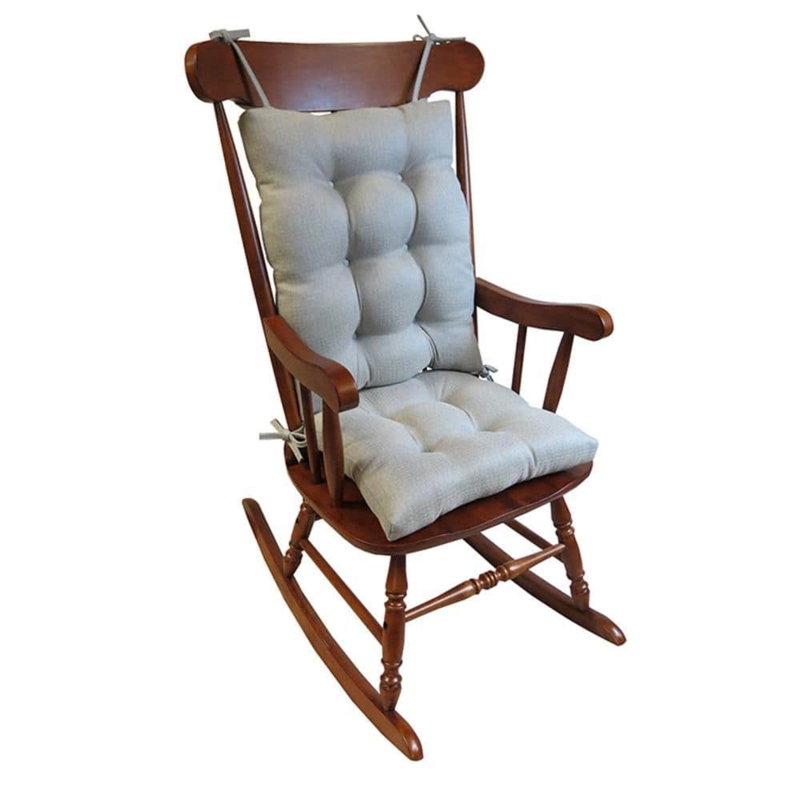Gray Tufted Rocking Chair Pads Woven Fabric Jumbo Size Traditional