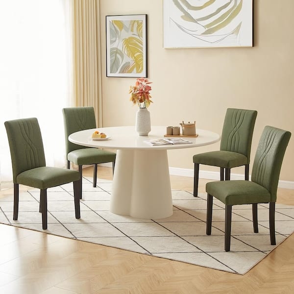 High Back Dining Chairs Sage Green Curved Stitched Detail Modern