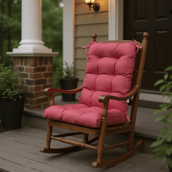Hot Pink Outdoor Rocking Chair Cushion Tufted Texture String Ties