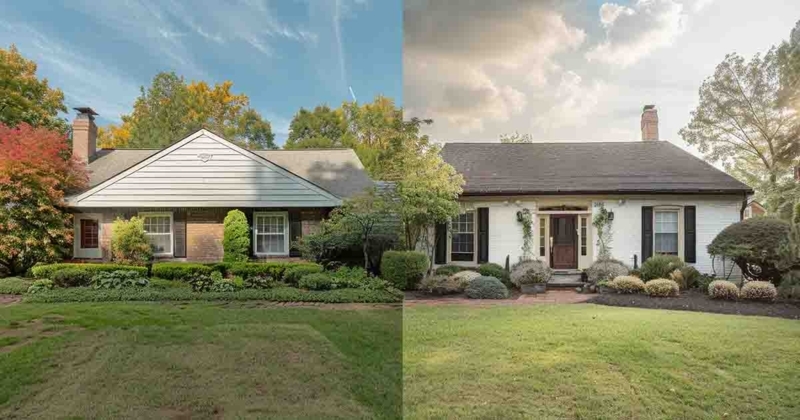 House Exterior Painted Brick Exterior High Contrast Trim Modern Farmhouse