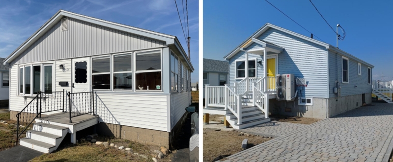 House Exterior Pale Blue Siding Paver Driveway Coastal Cottage