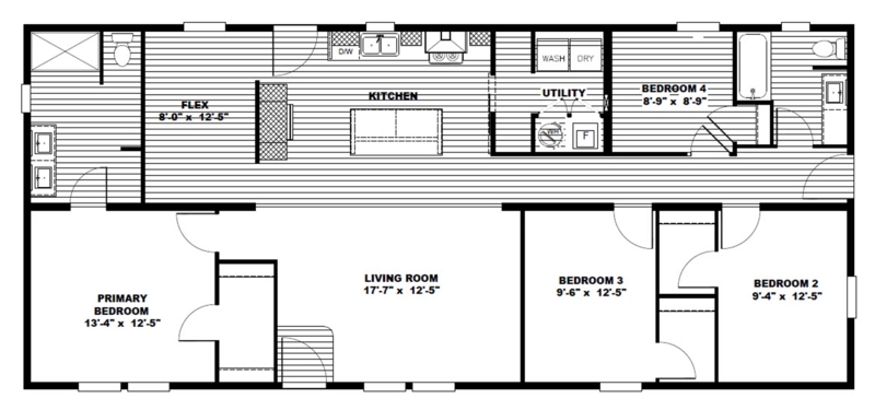 House Floor Plan Four Bedroom Split Layout Flex Space Addition