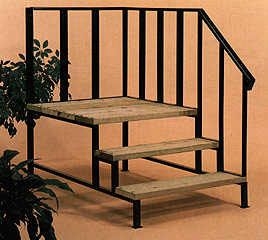 Industrial Metal Steps with Wood Treads and Top Platform