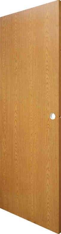Interior Door Honey Oak Finish Flush Panel Vertical Wood Grain