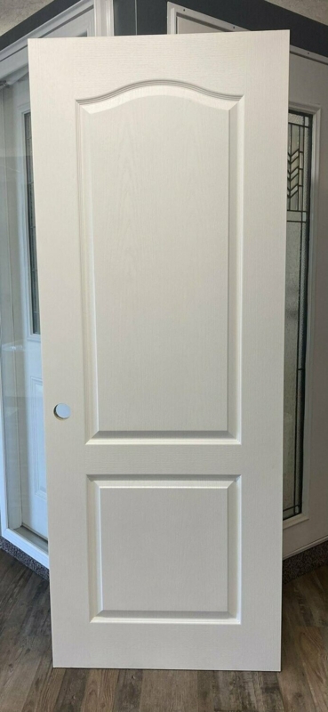 Interior Door Slab White Two Panel Arch Top Wood Grain Texture