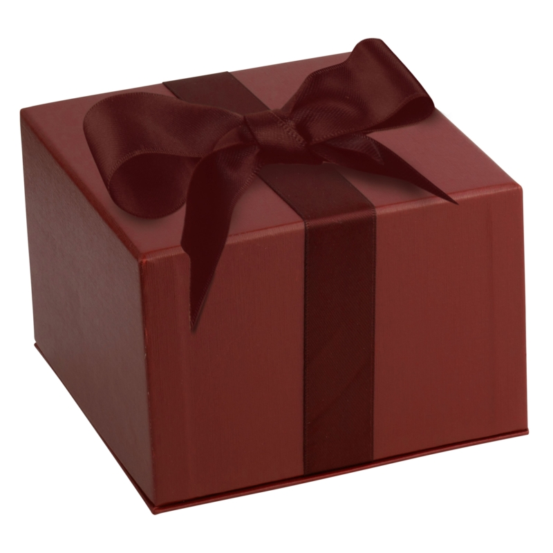 Jewelry Box: Burgundy Gift Box, Matching Ribbon, Ribbed Texture, Elegant