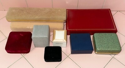 Jewelry Box Collection: Mixed Materials, Assorted Sizes, Gold-Toned Trim